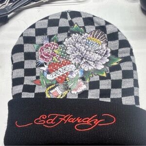 Ed Hardy Black Knit Beanie